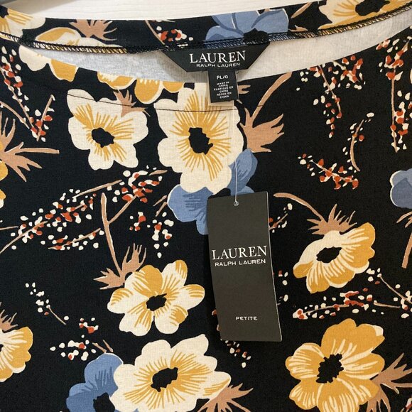 NEW Ralph Lauren Printed Boat-Neck Top PL - Picture 1 of 5